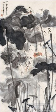 Zhang Daqian Chang Dai chien Painting - Chang dai chien lotus 7 old China ink